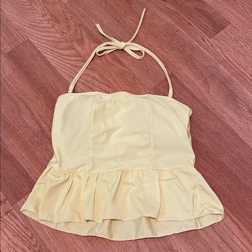Yellow Peplum Swim Top